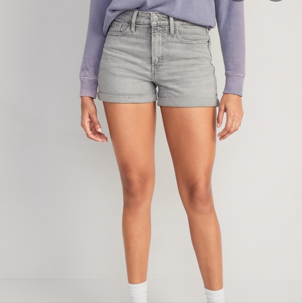Old Navy O.G. High Rise Roll Hem Cuff Shorts Gray